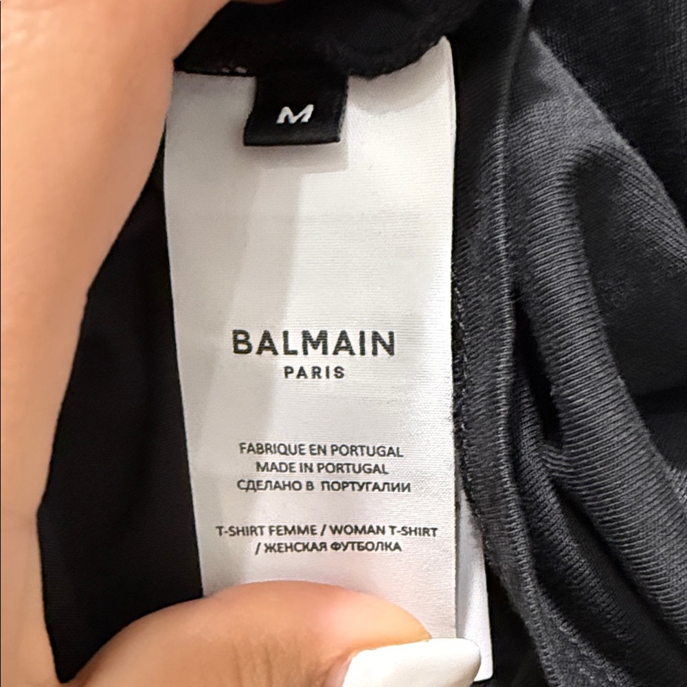 Balmain Black Short Sleeve Tee with Logo - Picture 7 of 15
